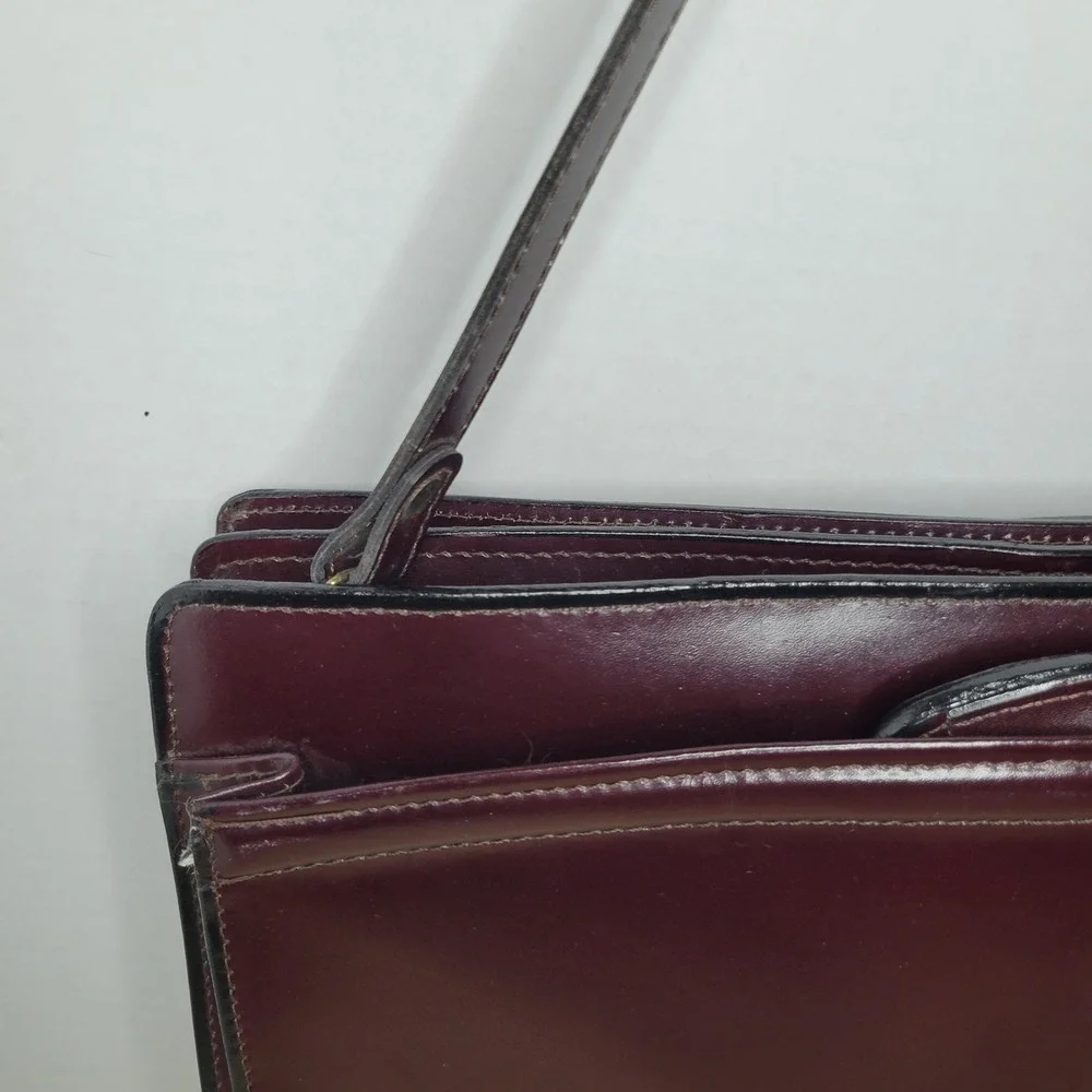 Vintage Mallard Classic Burgundy Leather Portfolio Attache Bag Top Handle Strap